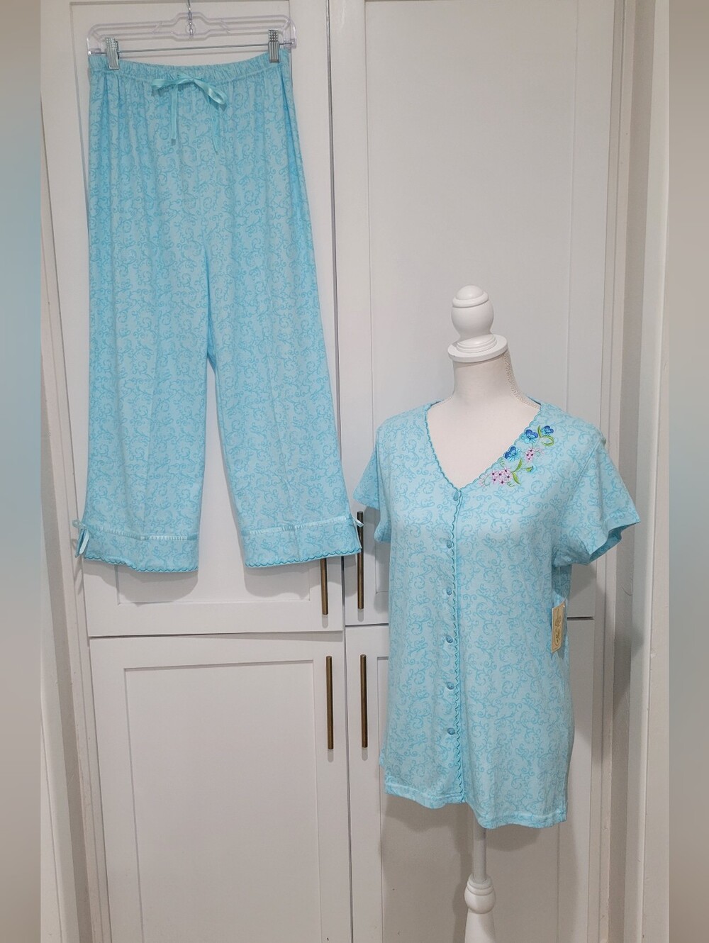 NWT Cottagecore 100% Cotton 2-Piece Soft Blue Pajama Set | Size Small